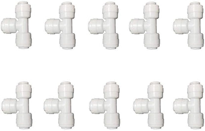 Malida 1/4" Tee 3 Way Tube Quick Connect Push Fit RO Water Reverse Osmosis System set of 10