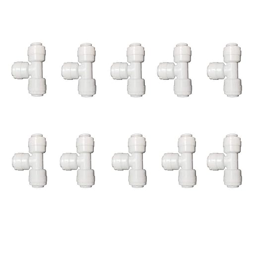 10-piece 3/8" x 3/8" x 3/8" Tube O.D. Push-to-Connect Eugal Tee Fitting - Plastic Quick Connect for RO/Water Purification Systems.