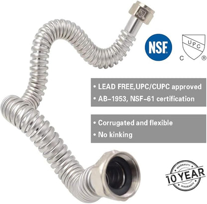 TT FLEX Stainless Steel Corrugated Water Heater Connector Flexible for Water Heater Softener, 3/4" FIP x 3/4" FIP, 24" Length (2 Pack)