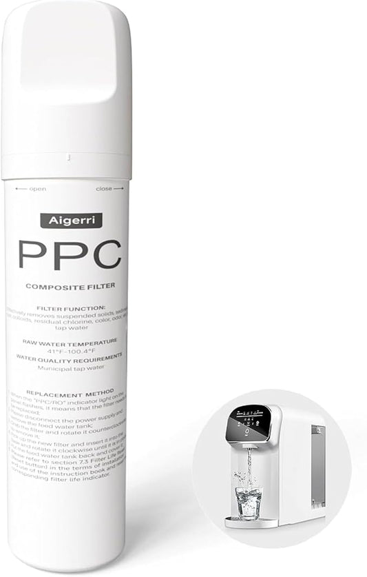 Aigerri PPC Filter Replacement Cartridge - 60-90 Day Lifespan, Superior Filtration, Easy Twist-In Design for Countertop Water Filter System