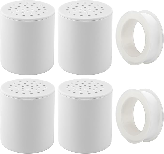 4 Pack 20 Stage Shower Head Filter Universal Replacement Cartridge with Sealing Tapes for Water Soften, Remove Heavy Metals, Iron, Other Sediments