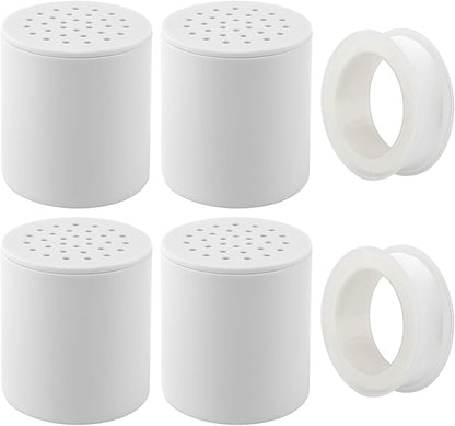 4 Pack 20 Stage Shower Head Filter Universal Replacement Cartridge with Sealing Tapes for Water Soften, Remove Heavy Metals, Iron, Other Sediments
