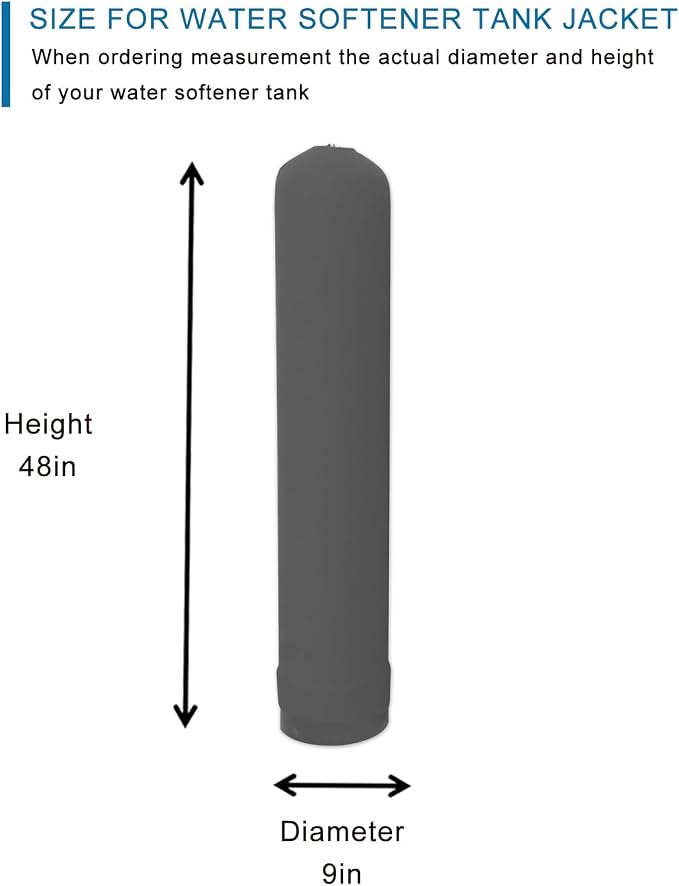 Water Softener Jacket, Neoprene Water Softener Tank Jacket to Prevent Sweating, Water Softener Insulation Jacket Outdoor Insulated, Water Softener Cover (9 * 48inch,Grey)