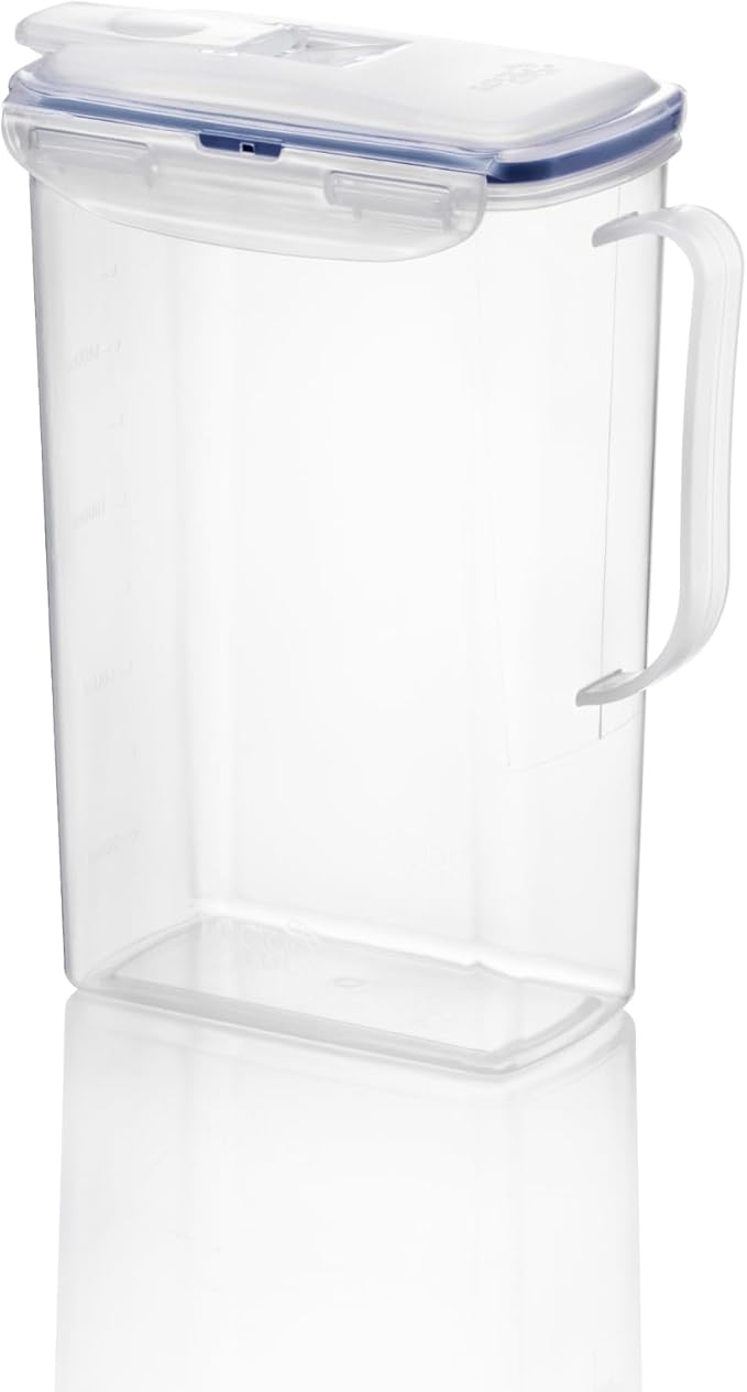 LocknLock Aqua Fridge Door Water Jug | Clear Pitcher | BPA Free Plastic Pitcher with Lid | 2 Quart Pitcher with Lid for Water, Juice, Tea & More Beverages, Orange