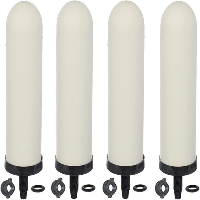 HUINING 4PCS 10-inch Replacement Ceramic Filter Candle with Activated Carbon for Countertop Gravity Water Filter Systems