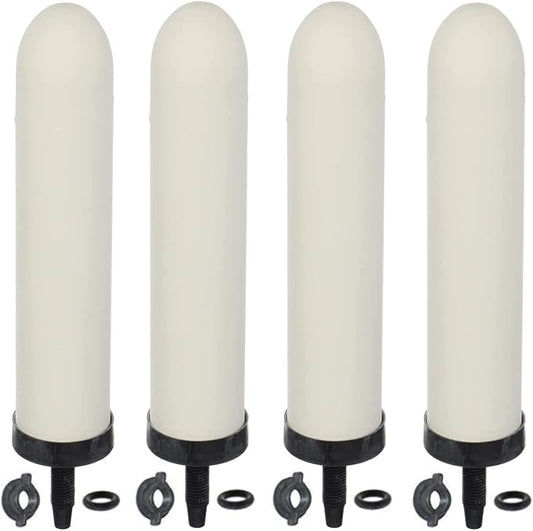 HUINING 4PCS 10-inch Replacement Ceramic Filter Candle with Activated Carbon for Countertop Gravity Water Filter Systems