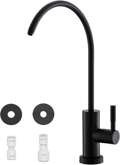 Drinking Water Faucets for Kitchen Sink, Matte Black Water Filter Faucet for Reverse Osmosis or Water Filtration System, RO Bar Sink Faucet, Stainless Steel