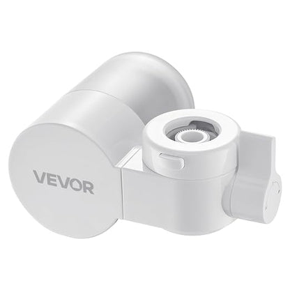 VEVOR Faucet Mount Water Filter, Horizontal Water Purifier for Sink Tap, NSF Certified Carbon Fiber Filter, Removes Chlorine Lead with 3 Filters, Fits Most Kitchen or Bathroom Faucets, White