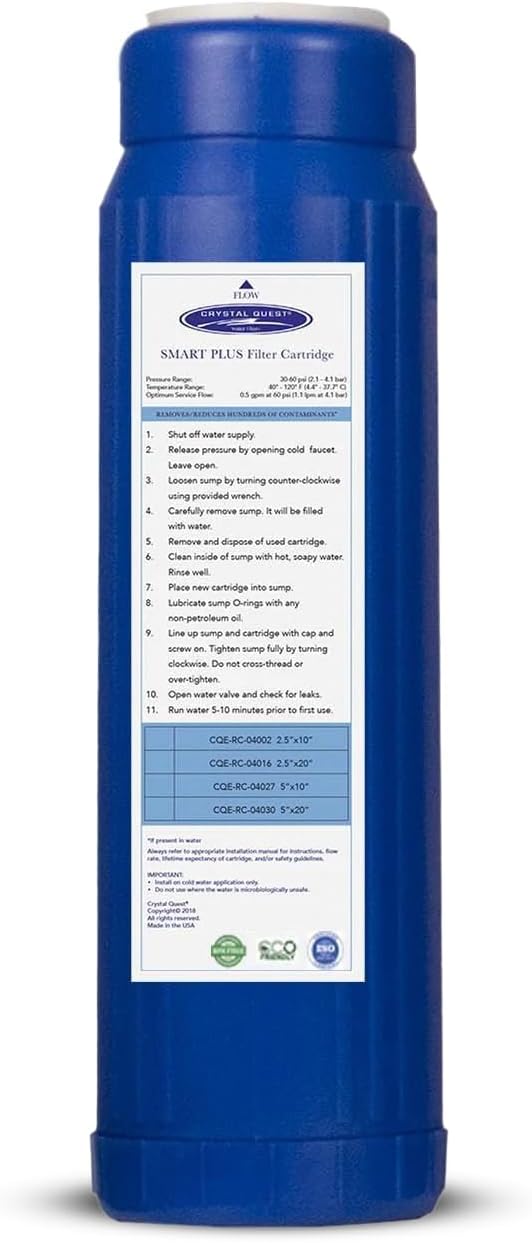 Crystal Quest SMART Replacement Filter | 2-7/8" x 9-3/4" Cartridge | 10,000 Gallons Capacity | Advanced Multistage Filtration