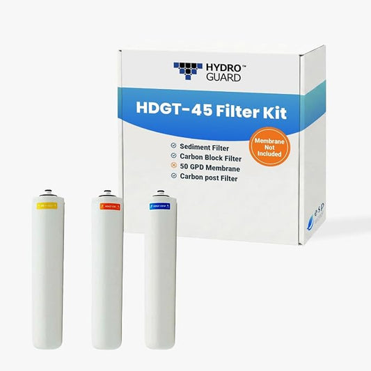 Hydro Guard Annual RO Filter Replacement Kit - Membrane Sold Separately, Includes HDGT-SED5, HDGT-CB5, HDGT-CB5P, Fits HDGT-45 Reverse Osmosis Drinking Water Series Systems