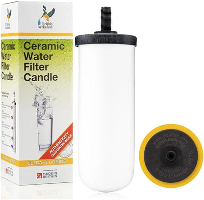 British Berkefeld Doulton Ultra Fluoride Ceramic Drinking Water Filter Cartridge W9120133 for All Gravity Water Filter Systems, Pack of 4