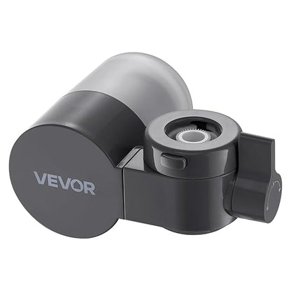VEVOR Faucet Mount Water Filter, Horizontal Water Purifier for Sink Tap, Carbon Fiber Filters, Removes Chlorine Lead with 1 Filter, Fits Most Kitchen or Bathroom Faucets, Gray