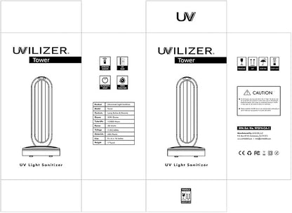 UVILIZER Tower - UV Light Sanitizer & Ultraviolet Lamp with Remote Control (UV-C Cleaner for Home, Room, Office | 38W UVC Disinfection Bulb | Kill Germs, Bacteria, Virus, Dust | USA)