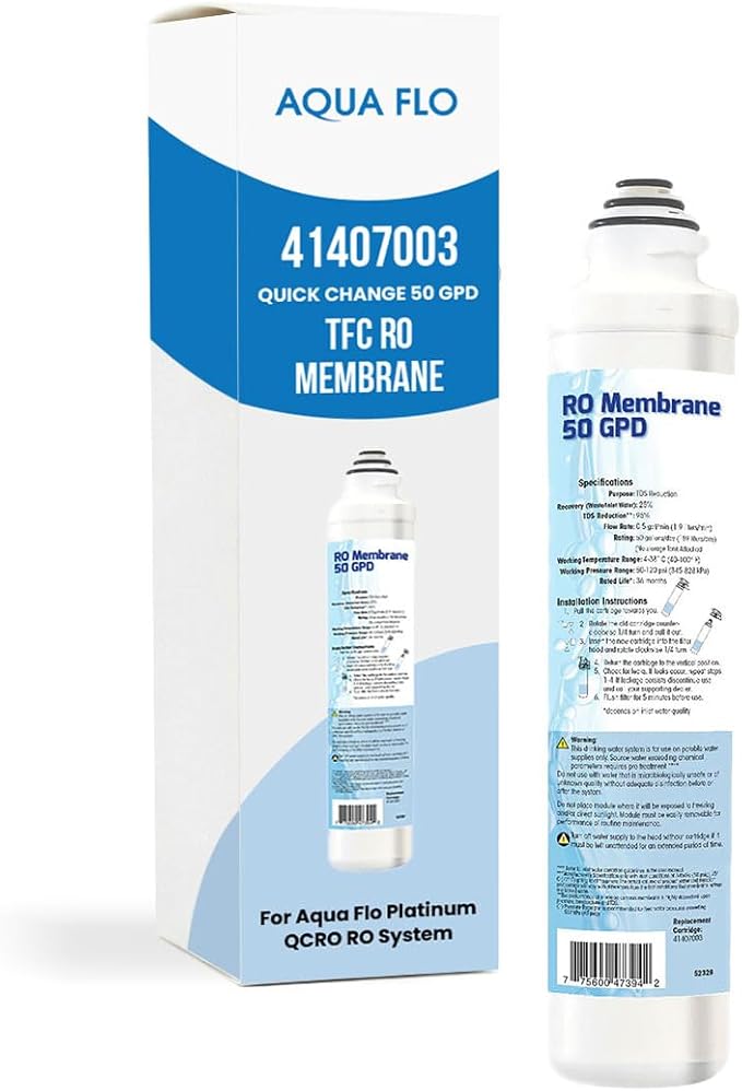 Aqua Flo 41407003 Quick Change 50 GPD TFC RO Membrane – For Aqua Flo Platinum QCRO 4-Stage Reverse Osmosis System – Reduces TDS, Enhances Taste – Easy Twist & Lock Installation