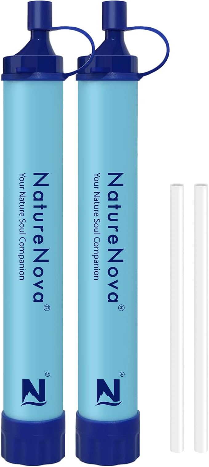 Personal Water Filter Straw Outdoor Portable Filtration Emergency Survival Gear Water Solutions Tactical Gear for Hiking Camping Accessories Travel Hunting Fishing Outing Backpacking