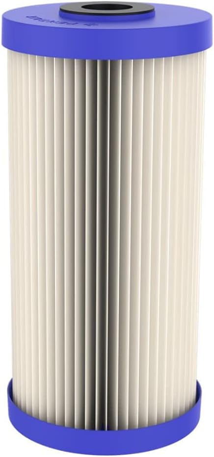 Pentair Pentek ECP20-BB Big Blue Sediment Water Filter, 10-Inch, Whole House Pleated Cellulose Polyester Cartridge, 10" x 4.5", Blue End-Cap, 20 Micron, Pack of 8