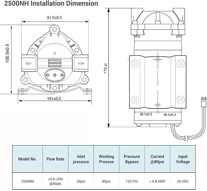 RO Booster Pump 24V 50 GPD Reverse Osmosis System