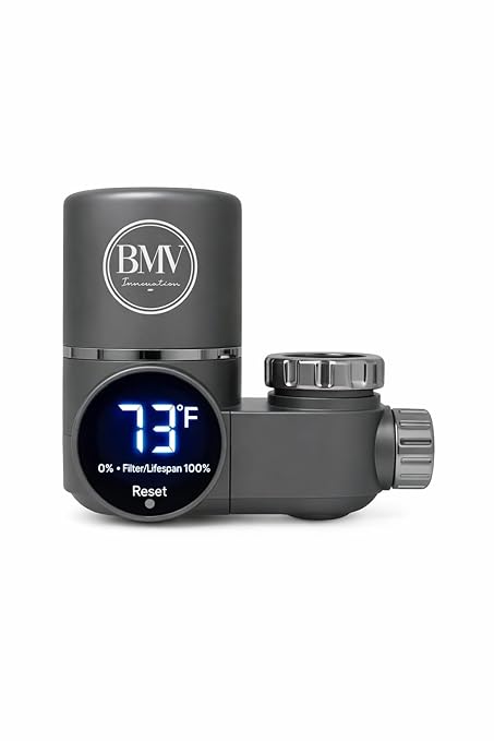 BMV Faucet Water Filter with LED Temperature Display, Multi-Stage Filtration, Improves Taste & Freshness, Easy Installation, Kitchen Tap Filter System