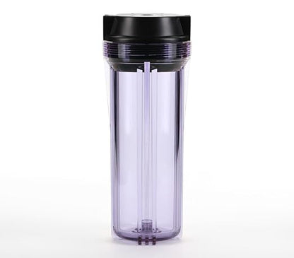 Hydronix HF2-10CLBK12, 10" Clear Housing with Black Flat Cap For RO & Filtration Systems, 1/2" Ports