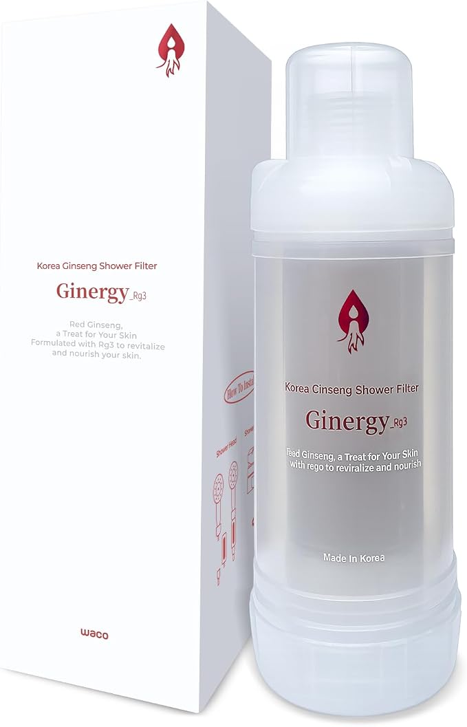Rg3 Korean Red Ginseng Shower Filter Cartridge with Vitamin Gel, Showerhead Water Filter for Chlorine Reduction, Made in Korea