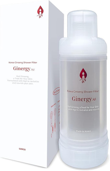 Rg3 Korean Red Ginseng Shower Filter Cartridge with Vitamin Gel, Showerhead Water Filter for Chlorine Reduction, Made in Korea