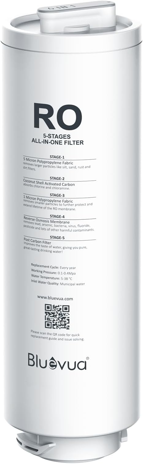 Bluevua Reverse Osmosis System Countertop RO100ROPOT-Lite Replacement Filter