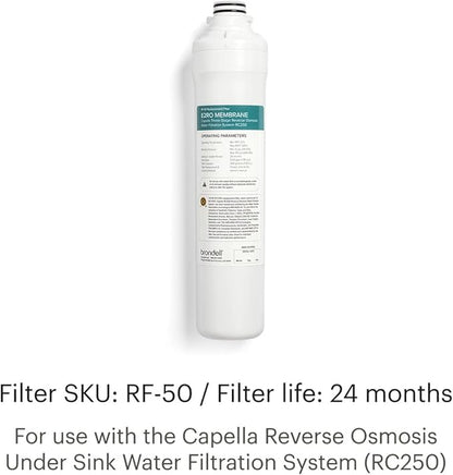 Brondell Reverse Osmosis Membrane Replacement Filter for Capella RO Water Filtration System, Eco-Efficient ER20 Filter 24 months of filtration RF-50
