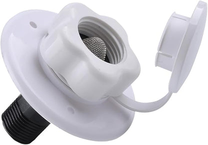 AICEL RV City Water Inlet, RV Water Inlet Connection with Check Valve, RV City Water Flange Inlet Replacement, Flusher Water Inlet Connector Car Accessories Parts for Camper Trailer RV (White)