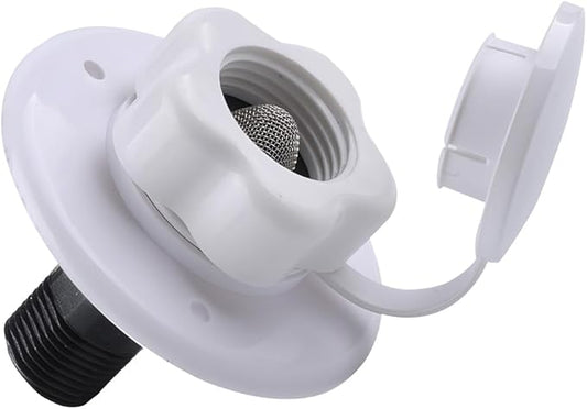 AICEL RV City Water Inlet, RV Water Inlet Connection with Check Valve, RV City Water Flange Inlet Replacement, Flusher Water Inlet Connector Car Accessories Parts for Camper Trailer RV (White)