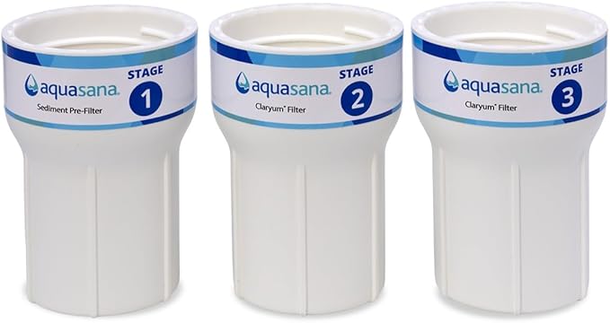 Aquasana Replacement Filter Housing Sumps| Fit Claryum 3-Stage Under Sink Water Filter | For AQ-5300 and AQ-6300 Systems | BPA-Free | 3 Count | AQ-C3-SUMP