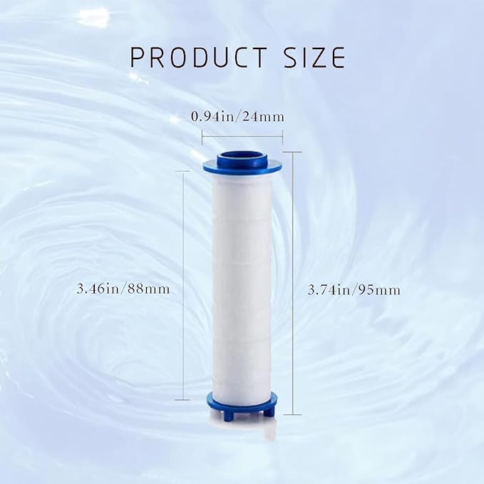 Shower Head Replacement Filter Cartridge 8-Pack - High Capacity PP Cotton Shower Filter for Detachable Heads, 3.74x0.94 Inch (Family Use Water Purification System)