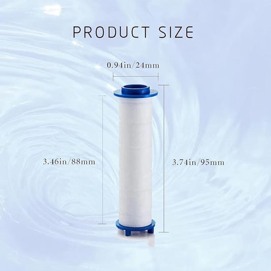 Shower Head Replacement Filter Cartridge 8-Pack - High Capacity PP Cotton Shower Filter for Detachable Heads, 3.74x0.94 Inch (Family Use Water Purification System)