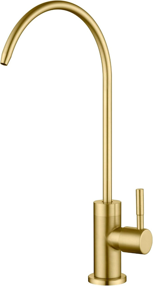 SUMERAIN Kitchen Water Filter Faucet NSF Certification 100% Lead-Free | Brushed Gold, SUS304 Stainless Steel, Drinking Water Faucet for Kitchen Sink, for Reverse Osmosis or Water Filtration System
