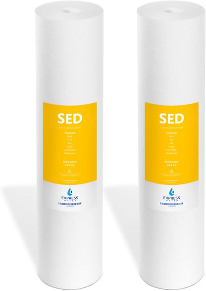 Express Water – 2 Pack Sediment Replacement Filter – Whole House Replacement Water Filter – SED High Capacity Water Filter – 5 Micron – 4.5” x 20” inch