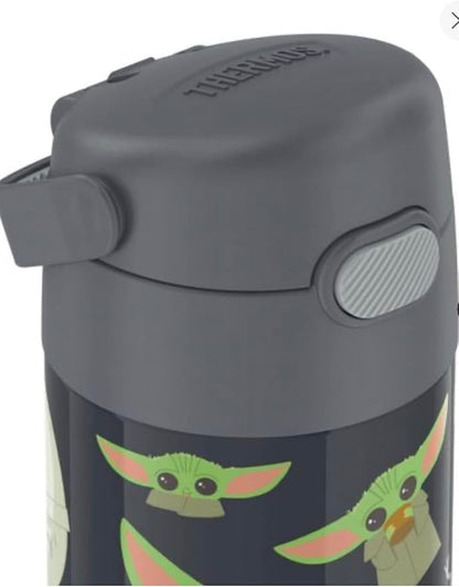 THERMOS FUNTAINER Water Bottle with Straw - 12 Ounce - Kids Stainless Steel Vacuum Insulated Water Bottle with Lid, Mandalorian