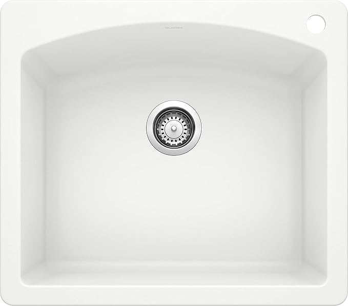 BLANCO, White 440211 DIAMOND SILGRANIT Drop-In or Undermount Kitchen Sink, 25" X 22"