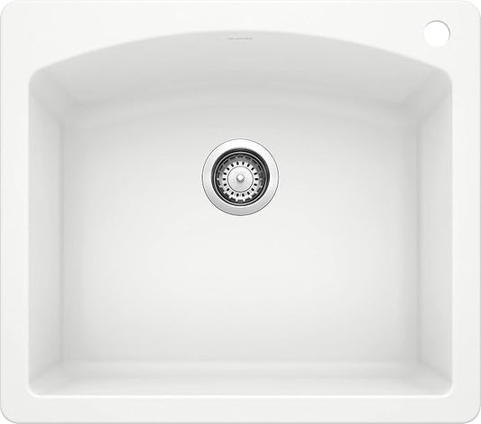 BLANCO, White 440211 DIAMOND SILGRANIT Drop-In or Undermount Kitchen Sink, 25" X 22"