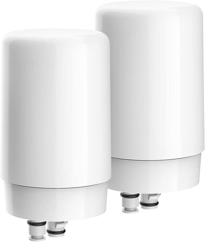 AQUA CREST 7027W Faucet Water Filter, Replacement for Brita® Filter, Brita® Faucet 36311 On Tap Water Filtration System, FR-200, FF-100 Replacement Filter, White, 2 Pack