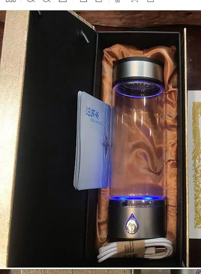 Portable Hydrogen Water Bottle Generator - PEM Technology Ionizer, USB Rechargeable Glass Cup, Anti-Aging Antioxidant Hydrogen-Rich Water Maker, Upgraded Design