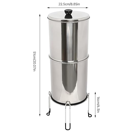 Gravity-fed Water Filter System, 2.25Gallon Stainless-Steel System with 2 Filters, Metal Water Level Spigot, and Stand