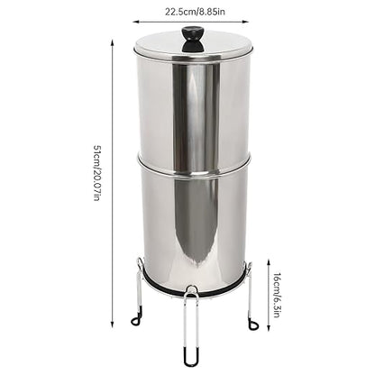 Gravity-fed Water Filter System, 2.25Gallon Stainless-Steel System with 2 Filters, Metal Water Level Spigot, and Stand