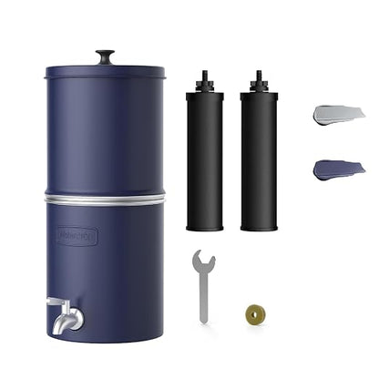 Waterdrop TK-AP Gravity Water Filter System, NSF/ANSI 42&372 Standard, Blue | Reduces Lead and Chlorine, Stainless Steel Water System with 2 Carbon Filters for Home, Emergencies, 2.25G