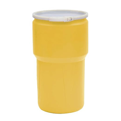 Eagle Plastic Drum, 14 Gallon Drum, DOT Compliant, Made in USA, Yellow | High-Density-Polyethylene Construction, Open Head Lab Pack Drum, Plastic Lever-Lock Lid, Hazardous Material Storage,Transport