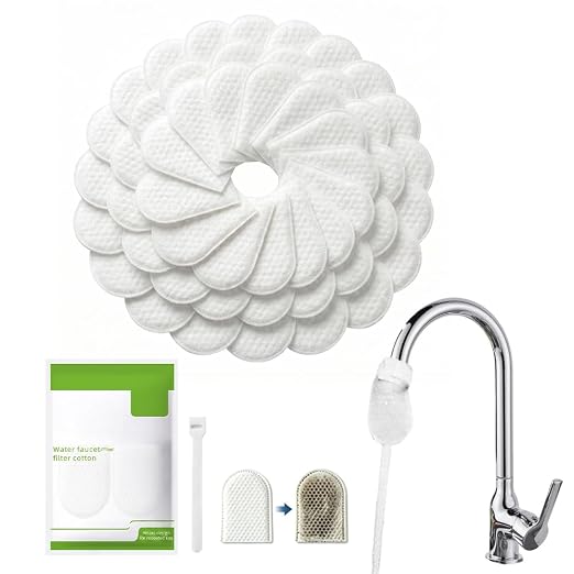 Faucet Filter Cotton Bags (100pcs) | Universal Tap Compatible Filter Bags, Splash-Proof Water Filtration Design, Tool-Free One-Step Installation