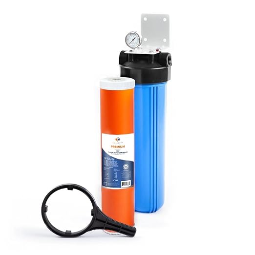 Aquaboon Whole House Water Filter System for Well Water with 5 Micron 20x4.5 KDF Heavy Metals Purification Cartrige | NSF Certified, Pressure Gauges & Releas, Wrench, Bracket 1" NPT