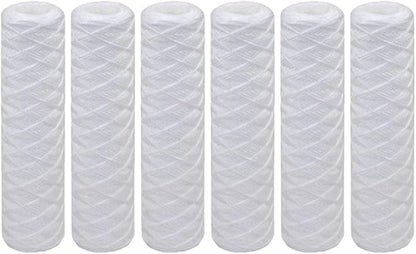 Tier1 50 Micron 10 Inch x 2.5 Inch | 6-Pack String Wound Polypropylene Whole House Sediment Water Filter Replacement Cartridge | Compatible with Pentek CW-50, 155214-52, W50W, Home Water Filter