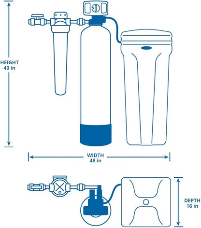 Aquasana SimplySoft® 40,000 Grain Water Softener - Whole House Hard Water Reduction - Softening Complete System + Install Kit Bundle WH-SF40