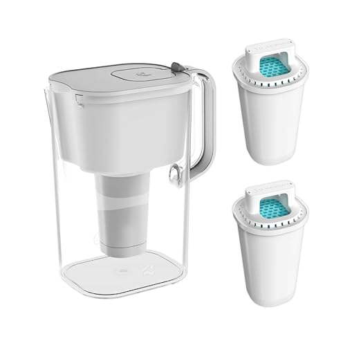 HOMEWATER 10-Cup Water Filter Pitcher (White) + 2 Replacement Filters Bundle – BPA-Free, High-Flow Carbon Filtration Pitcher, Refrigerator-Slim, Long-Life Filters (Up to 160 gals)