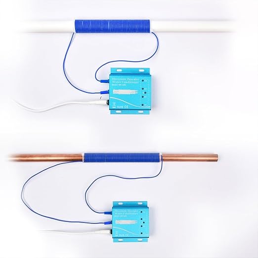 Electronic Water Descaler System, Whole House Water Softener Alternative, No Salt, Limescale Prevention (Blue)
