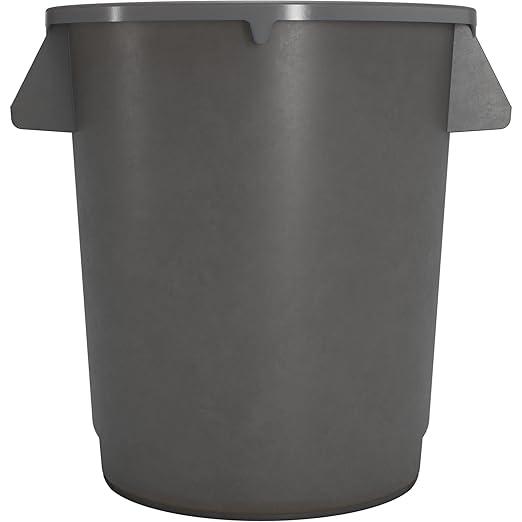SPARTA Bronco Waste Container Trash Container, Round Trash Bin for Disposal, 10 Gallons, Gray, (Pack of 6)